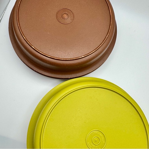 LOT Vintage Tupperware Seal-N-Serve Bowl 1206 & Lid 1207 Brown - Picture 5 of 7